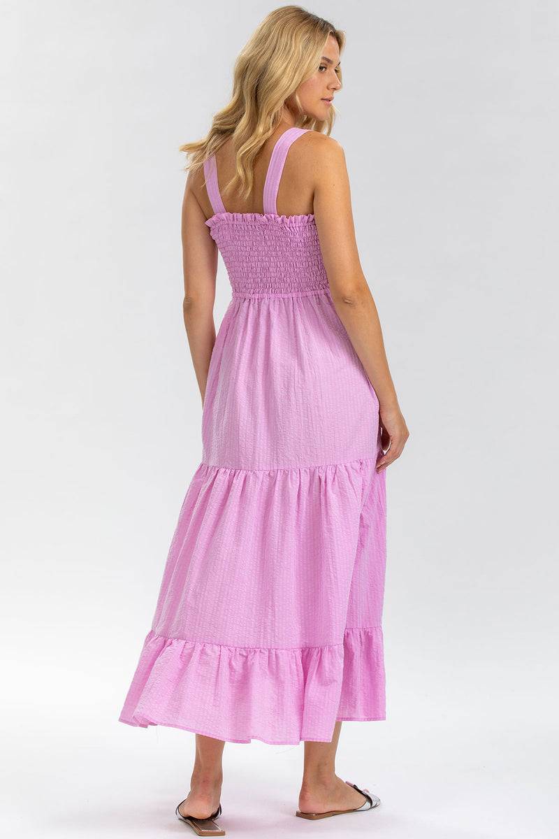Pietro Brunelli HOLLY | Abito Premaman Lungo in Cotone Goffrato Color Rosa Saldi Di Fabbrica