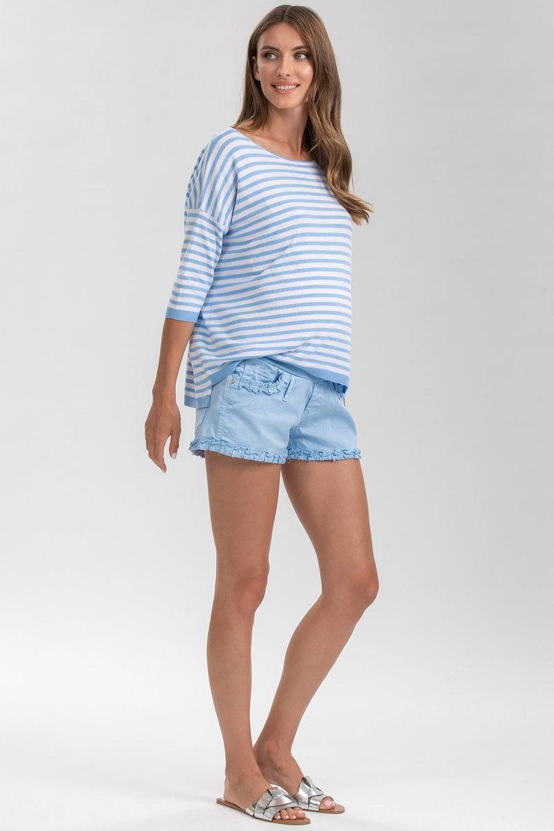 Pietro Brunelli BONNIE MINI SHORTS AZZURO | Pantaloncini Premaman in Cotone Pezzi Unici