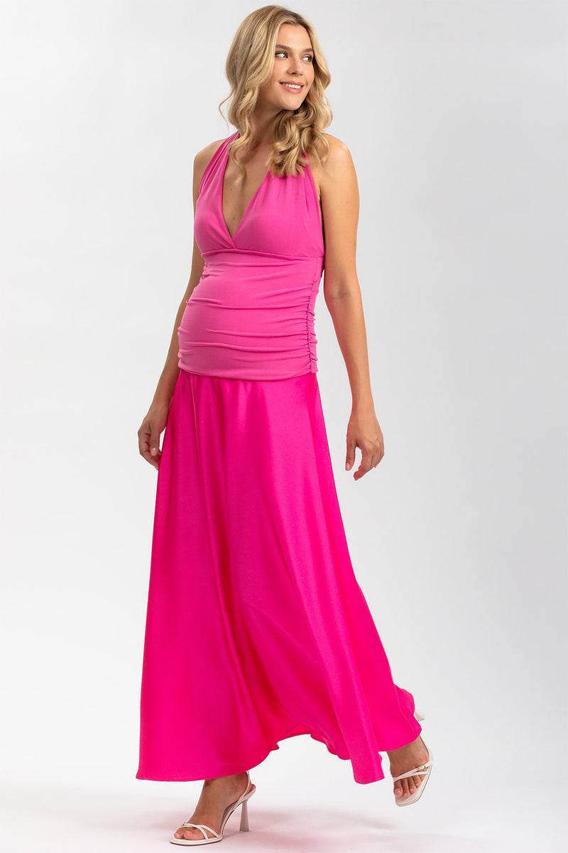 Pietro Brunelli ATLANTE | Abito Premaman da Sera Rosa con Scollo all'Americana Shopping Online