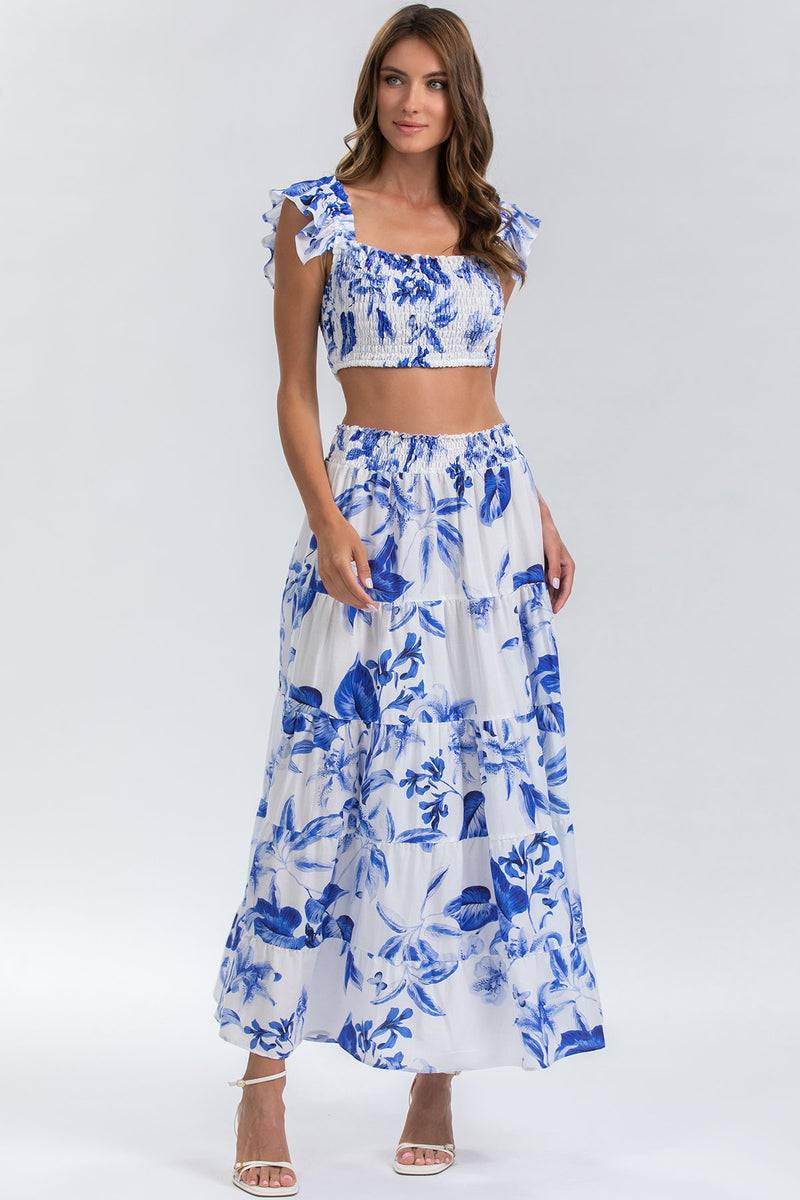 Pietro Brunelli MARISOL Q168 | Maxi Gonna a Balze Stampata In Linea