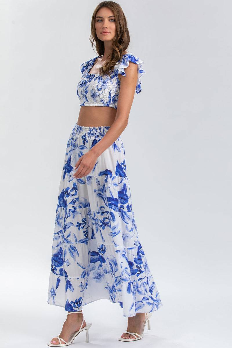 Pietro Brunelli MARISOL Q168 | Maxi Gonna a Balze Stampata In Linea