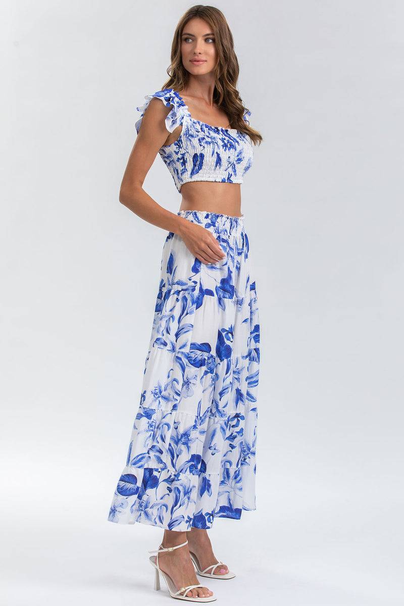 Pietro Brunelli MARISOL Q168 | Maxi Gonna a Balze Stampata In Linea