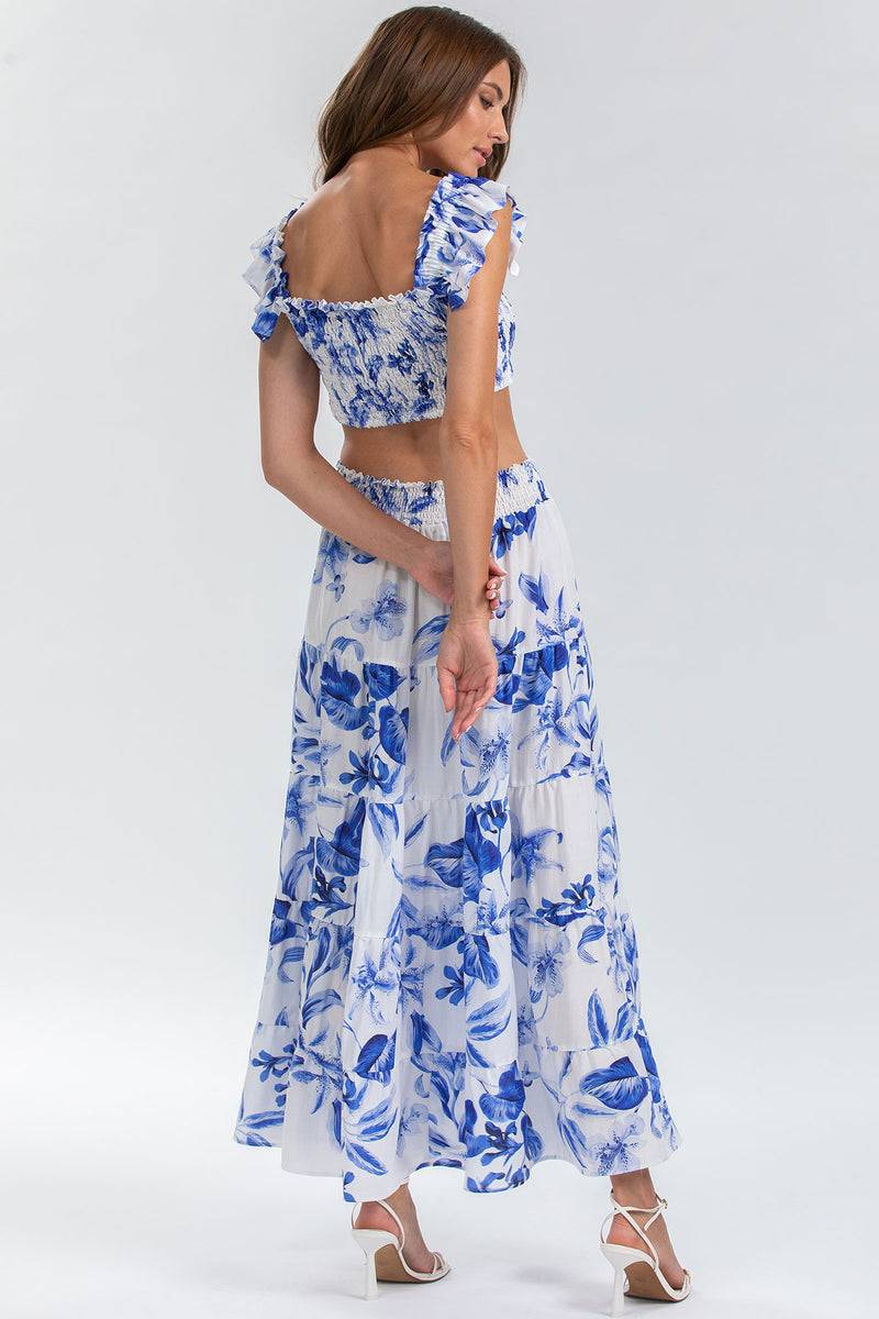 Pietro Brunelli MARISOL Q168 | Maxi Gonna a Balze Stampata In Linea