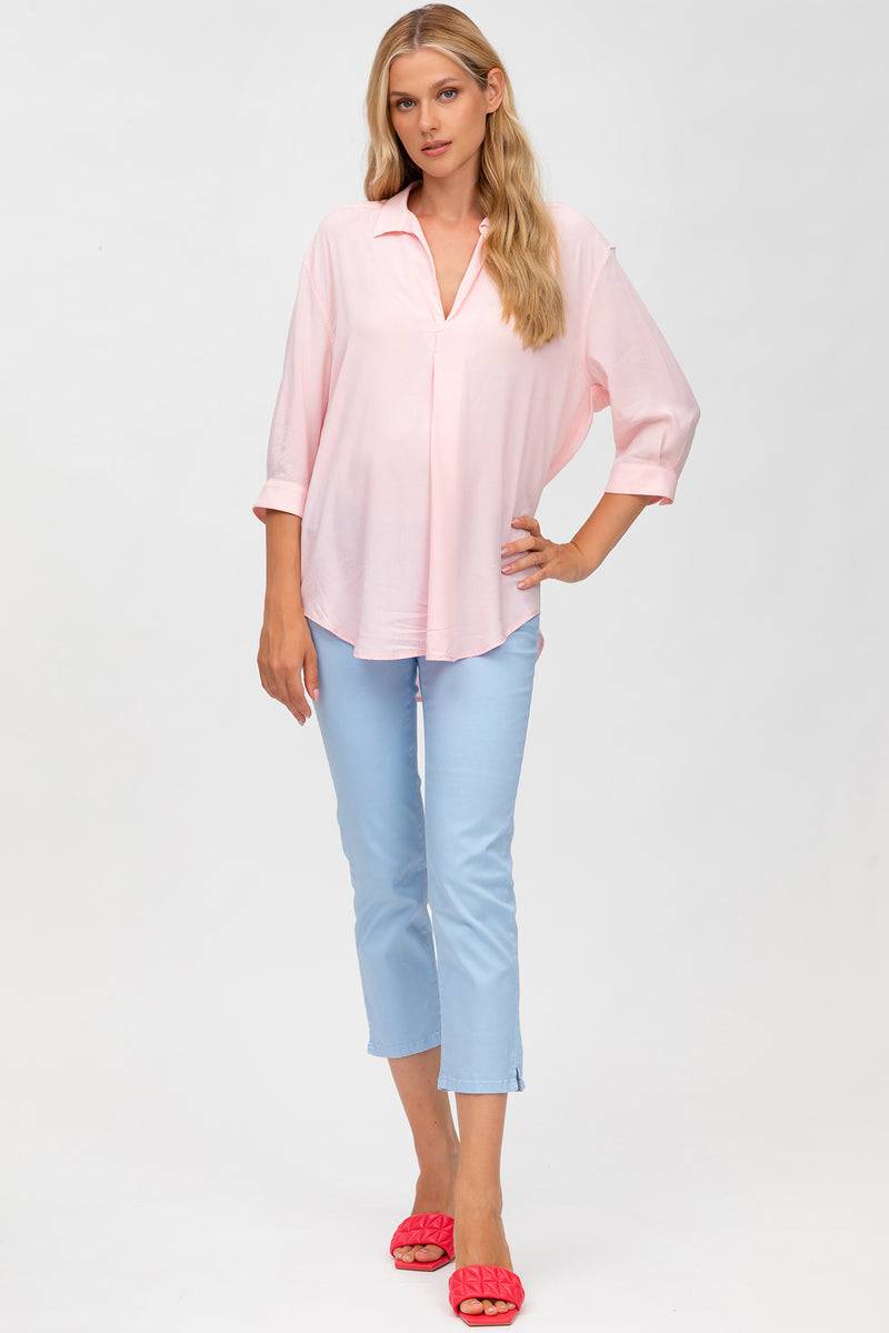 Pietro Brunelli CAPRI AZZURO | Pantaloni Premaman in Cotone Elasticizzato