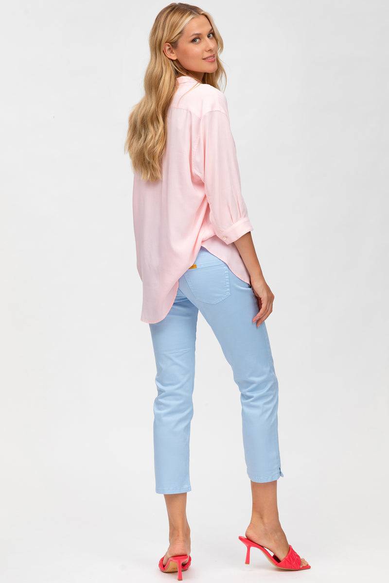 Pietro Brunelli CAPRI AZZURO | Pantaloni Premaman in Cotone Elasticizzato Sconto