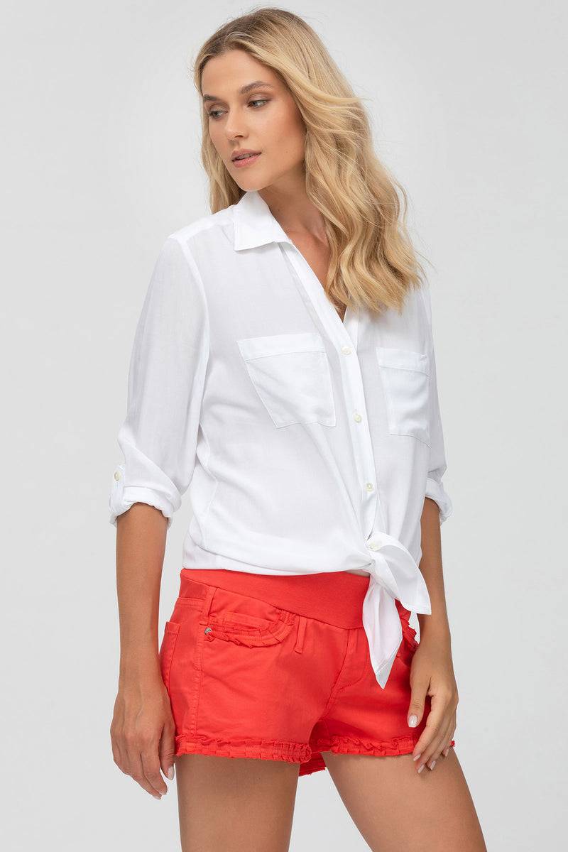 Pietro Brunelli BONNIE MINI SHORTS ROSSI | Pantaloncini Premaman in Cotone In Vendita