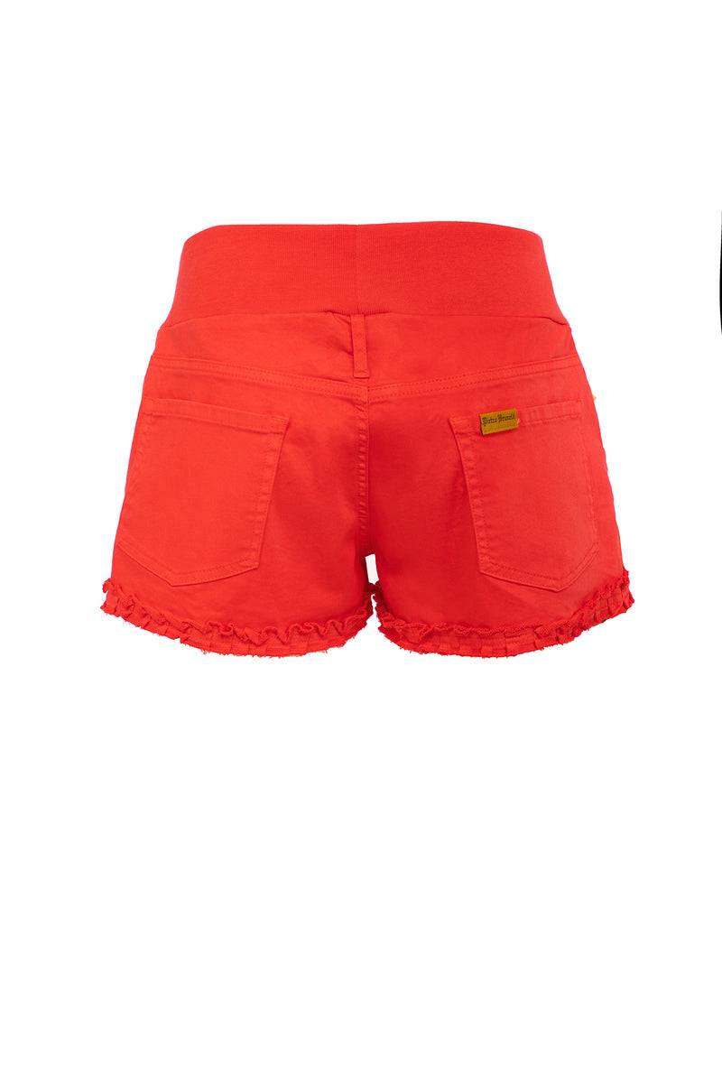 Pietro Brunelli BONNIE MINI SHORTS ROSSI | Pantaloncini Premaman in Cotone In Vendita