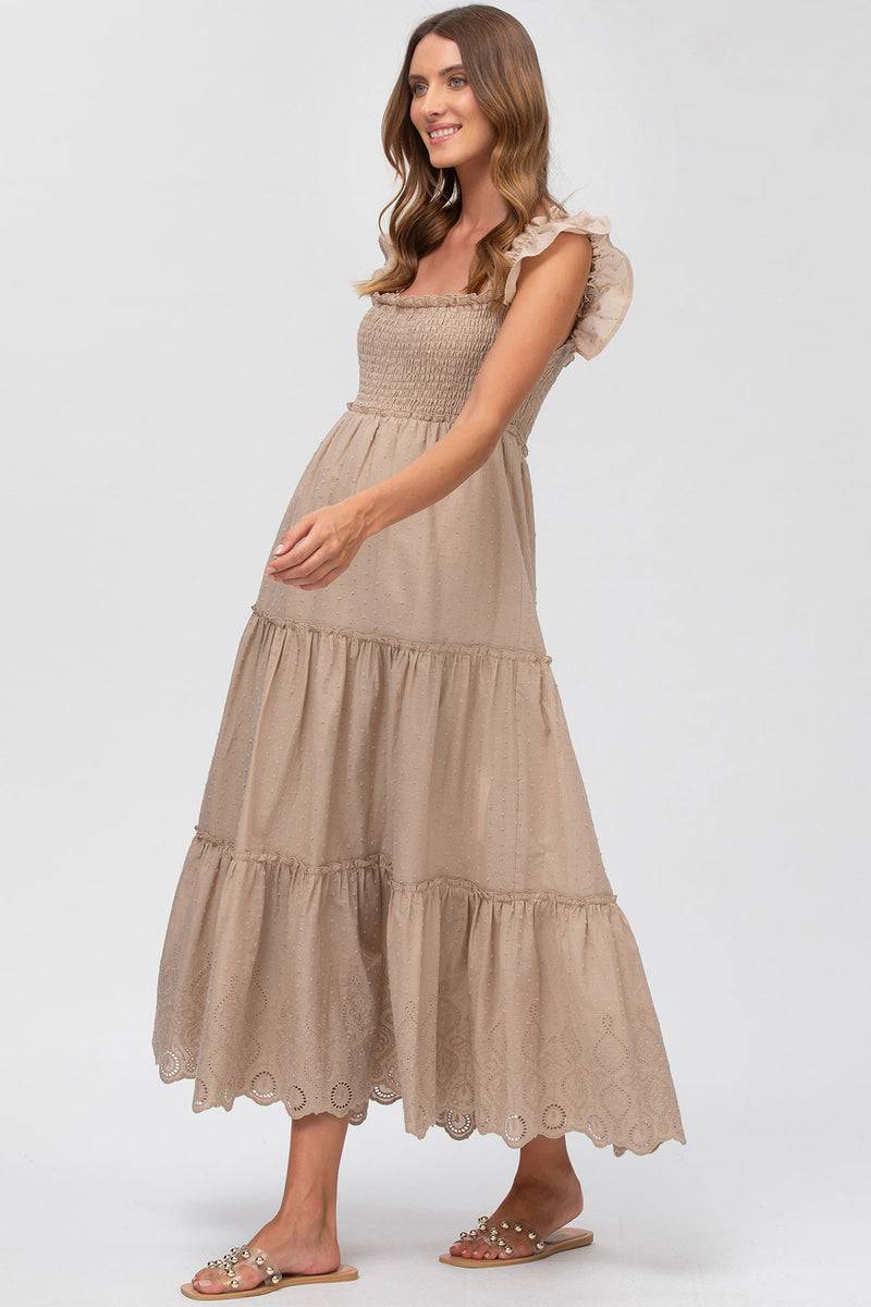 Pietro Brunelli CLOÉ | Abito Premaman Lungo in Cotone Beige Saldi