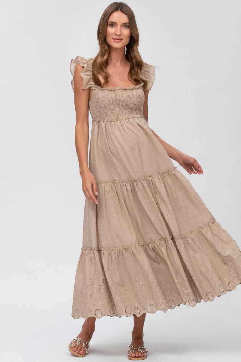 Pietro Brunelli CLOÉ | Abito Premaman Lungo in Cotone Beige Saldi