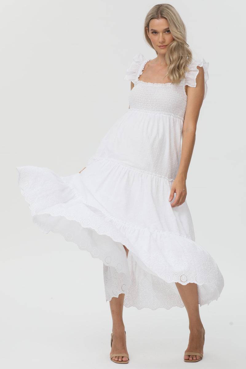 Pietro Brunelli CLOÉ | Abito Premaman Lungo in Cotone Bianco 50% di sconto con spedizione gratuita