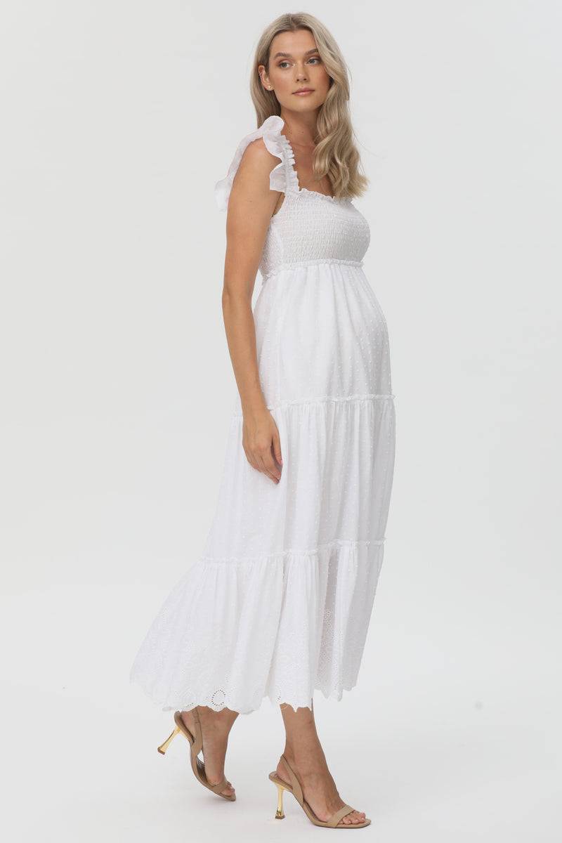 Pietro Brunelli CLOÉ | Abito Premaman Lungo in Cotone Bianco 50% di sconto con spedizione gratuita