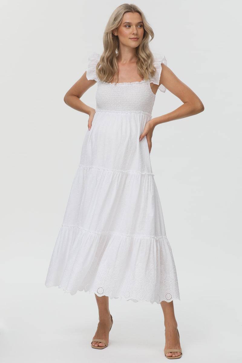 Pietro Brunelli CLOÉ | Abito Premaman Lungo in Cotone Bianco 50% di sconto con spedizione gratuita