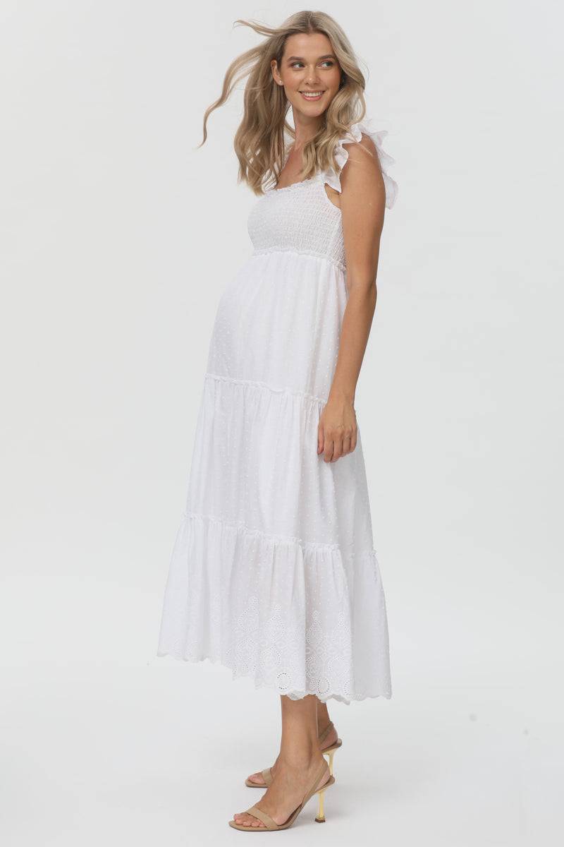 Pietro Brunelli CLOÉ | Abito Premaman Lungo in Cotone Bianco 50% di sconto con spedizione gratuita