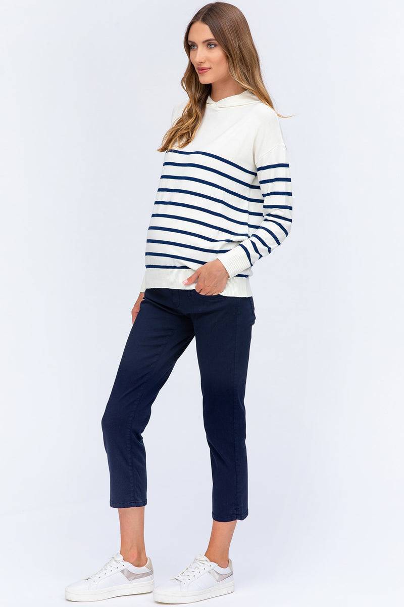 Pietro Brunelli CAPRI BLU | Pantaloni Premaman in Cotone Elasticizzato