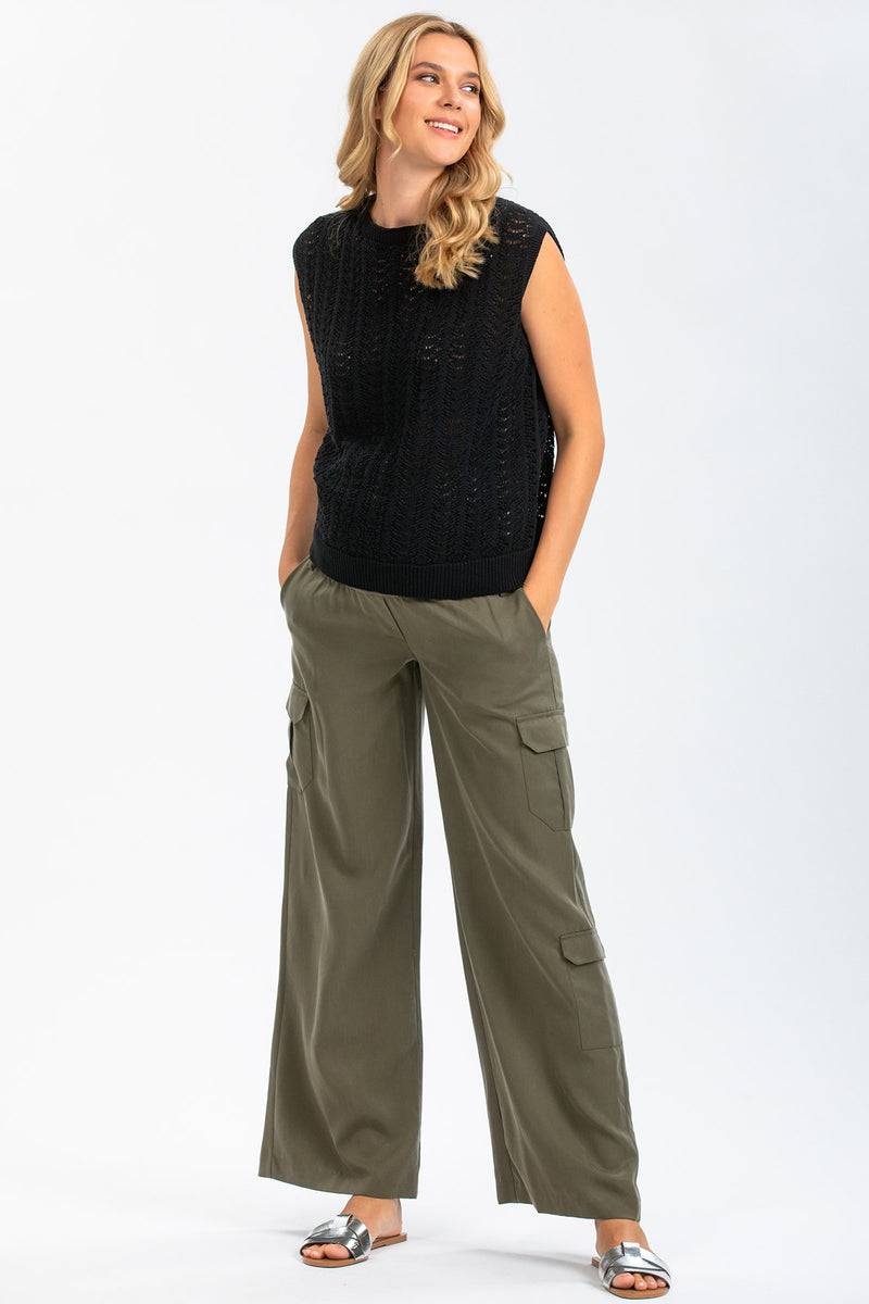 Pietro Brunelli CHARLIE | Pantaloni Premaman Stile Cargo in Tencel Sottocosto