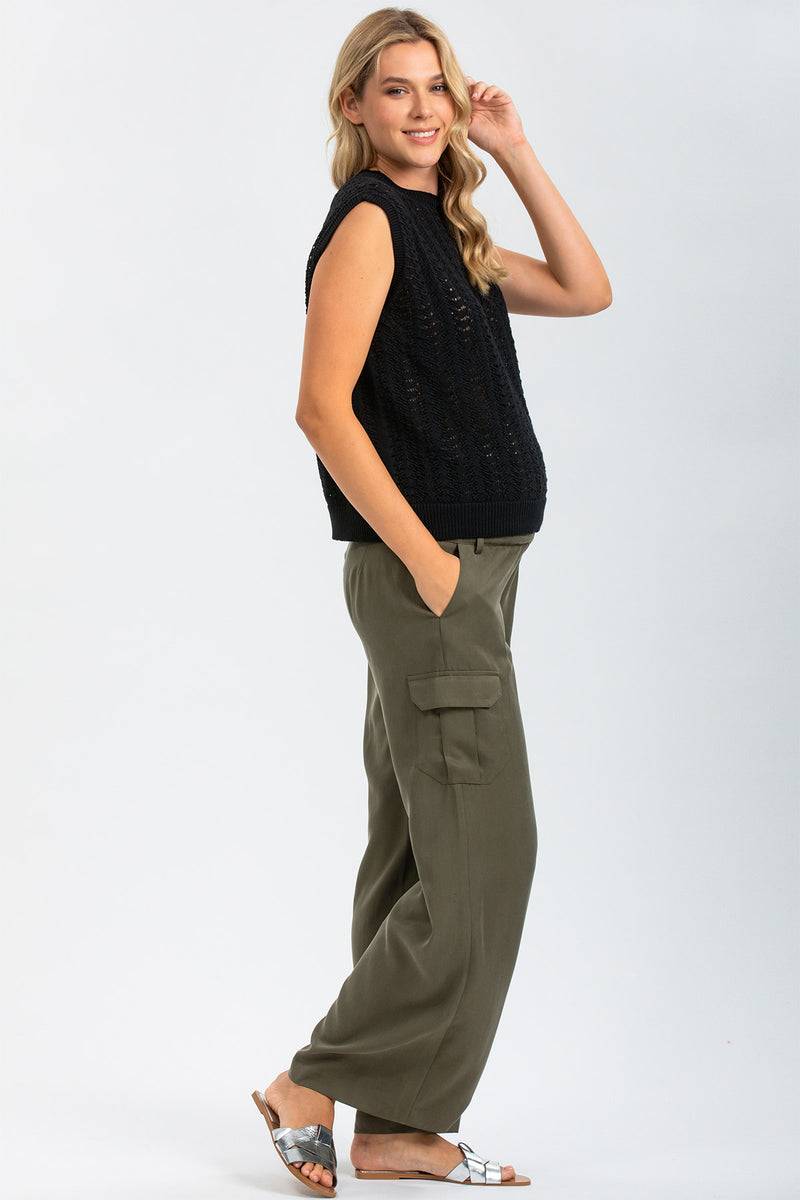Pietro Brunelli CHARLIE | Pantaloni Premaman Stile Cargo in Tencel Sottocosto