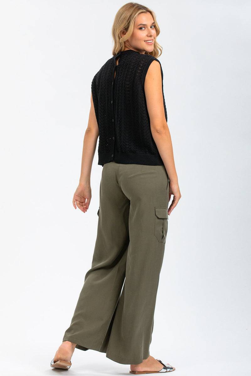 Pietro Brunelli CHARLIE | Pantaloni Premaman Stile Cargo in Tencel Sottocosto