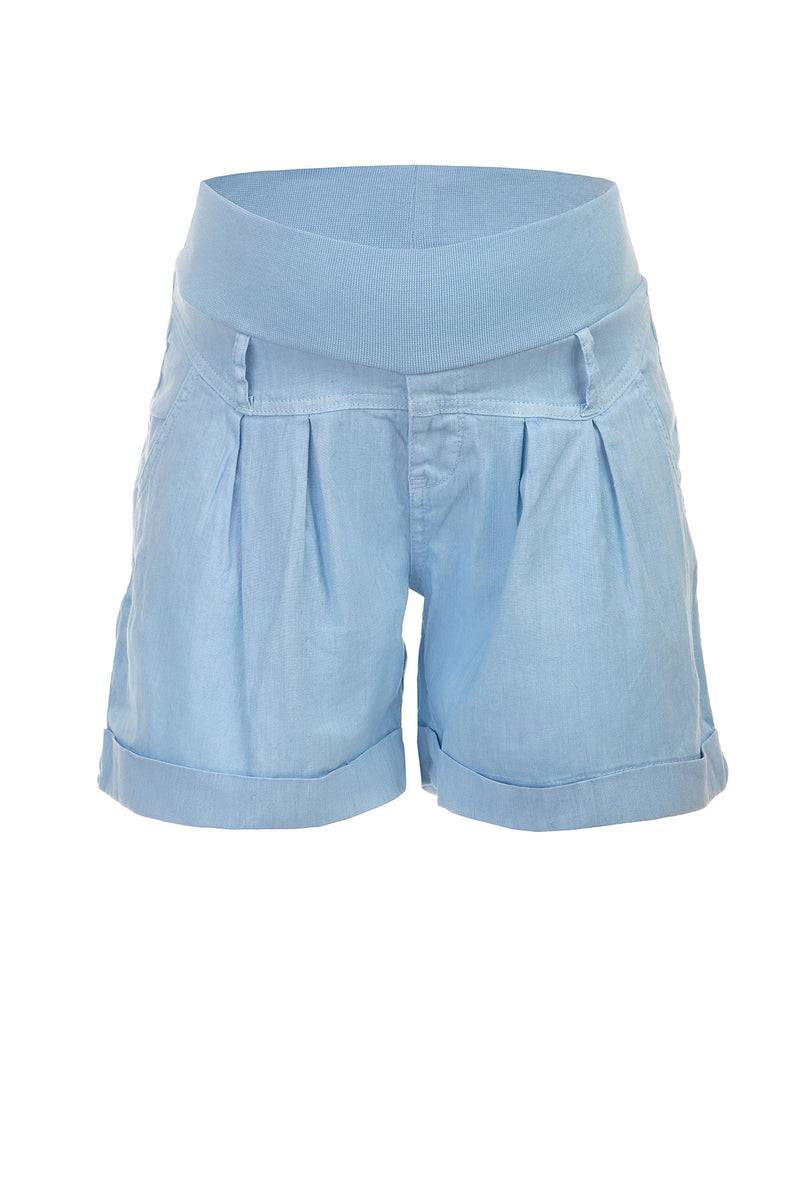 Pietro Brunelli MINI SHORT IN LINO | Pantaloncini Premaman Blu In Vendita