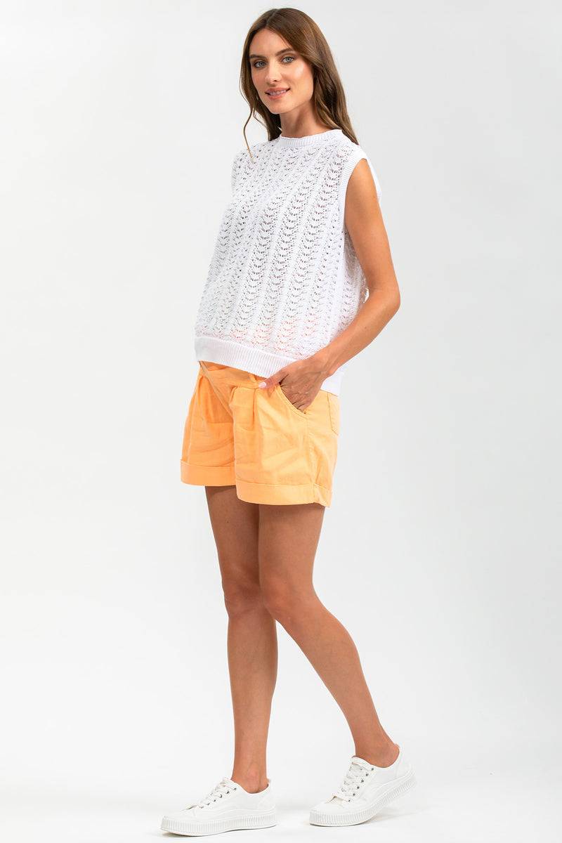 Pietro Brunelli MINI SHORT IN LINO | Pantaloncini Premaman Arancioni Italy