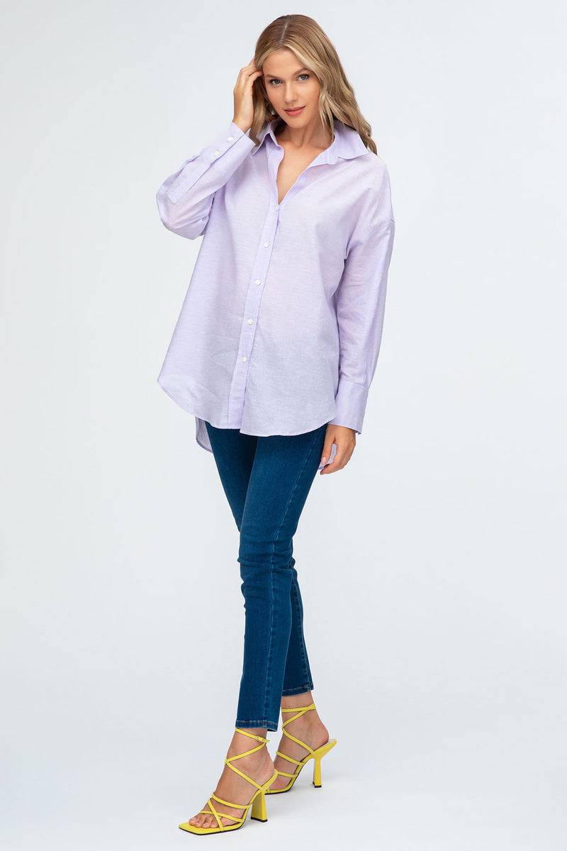 Pietro Brunelli SOPHIA | Camicia Premaman Oversize in Lino Lilla Vendita