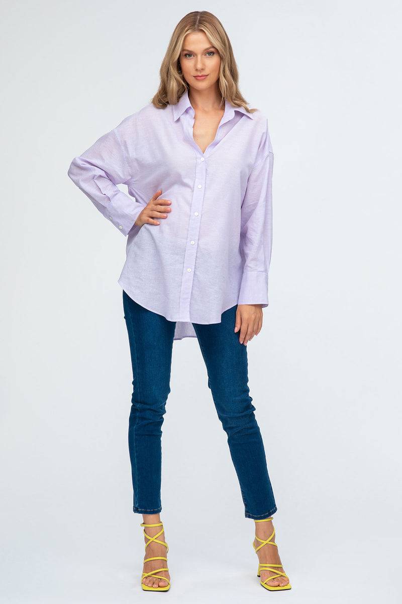 Pietro Brunelli SOPHIA | Camicia Premaman Oversize in Lino Lilla Vendita