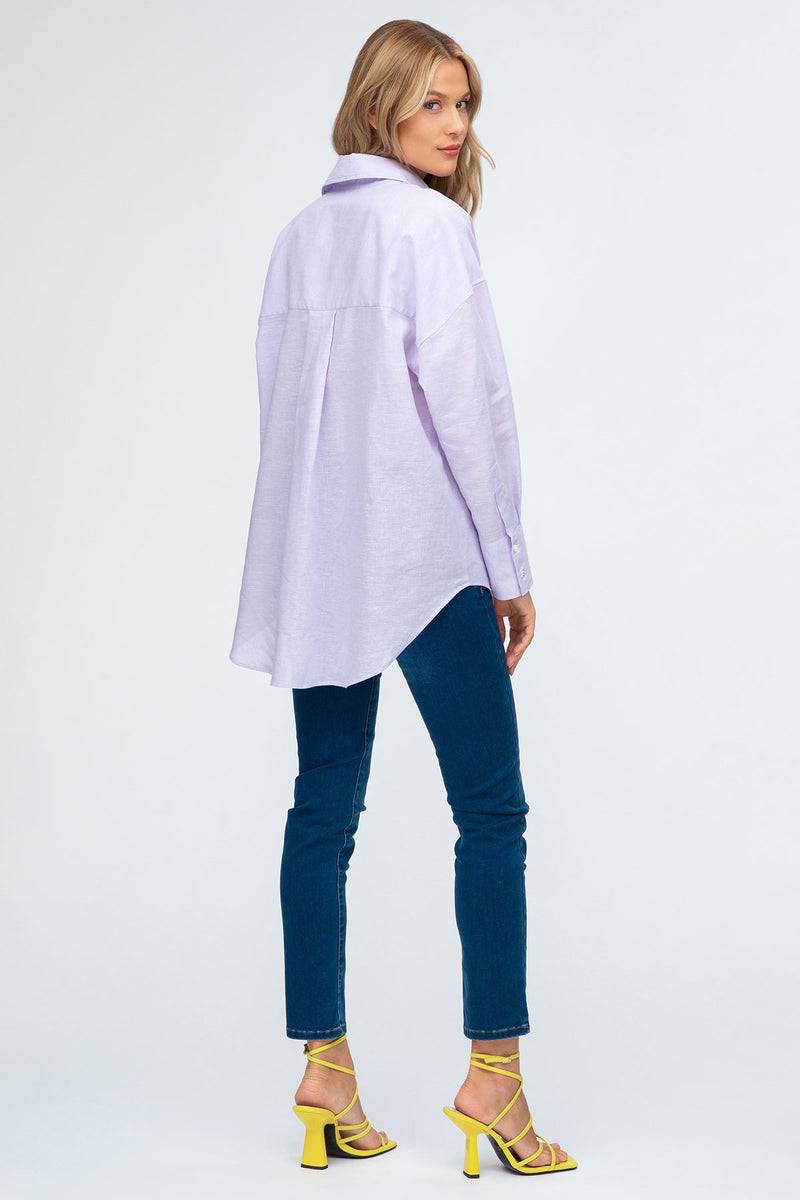 Pietro Brunelli SOPHIA | Camicia Premaman Oversize in Lino Lilla Vendita