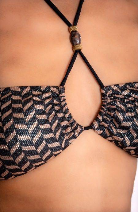 Pin Up Stars BIKINI FASCIA IMBOTTITA LAMÈ CON ACCESSORI E BORCHIE STAMPA SPIGHETTA Spedizione Gratuita