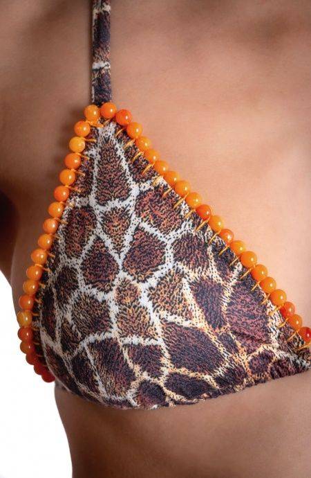 Pin Up Stars BIKINI TRIANGOLO IMBOTTITO DAINETTO CON RICAMO PERLINE STAMPA GIRAFFA Shopping Online