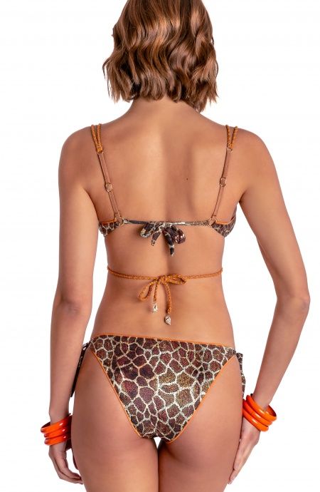 Pin Up Stars BIKINI BRASSIERE IMBOTTITA DAINETTO CON LACCI INTRECCIATI STAMPA GIRAFFA Affare Del Giorno
