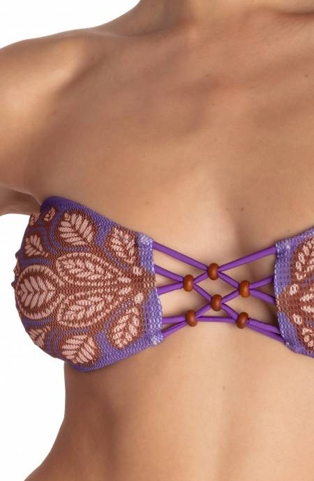 Pin Up Stars BIKINI FASCIA IMBOTTITA CON PERLE STAMPA BEAUTIFUL TREE In Vendita