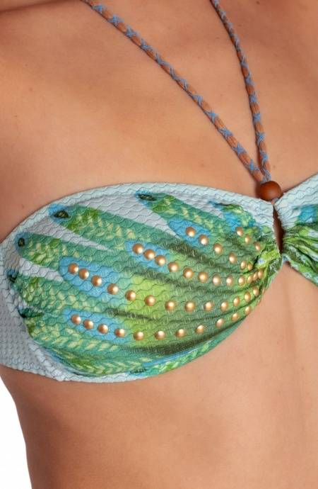 Pin Up Stars BIKINI FASCIA IMBOTTITA CON BORCHIE STAMPA WINGS Vendite Flash