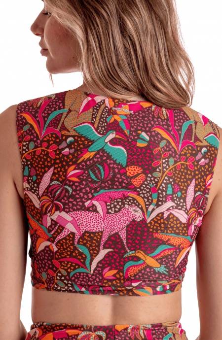 Pin Up Stars TOP INCROCIATO STAMPA TROPICAL Offerta