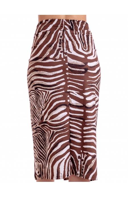 Pin Up Stars GONNA LONGUETTE CON SPACCO STAMPA ZEBRA In Vendita