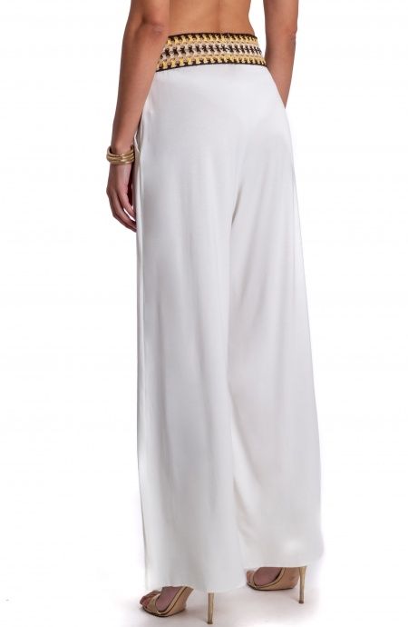 Pin Up Stars PANTALONE PALAZZO CON PASSAMANERIA CROCHET Consegna Veloce