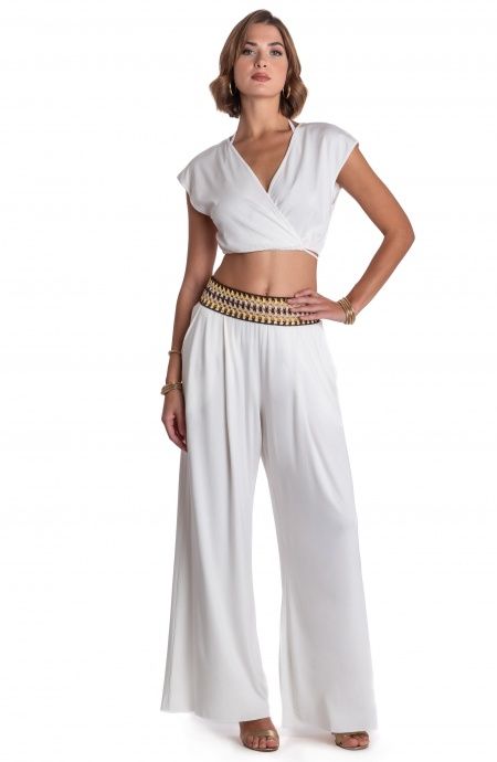 Pin Up Stars PANTALONE PALAZZO CON PASSAMANERIA CROCHET Consegna Veloce