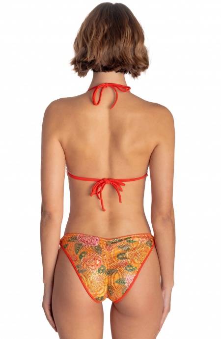 Pin Up Stars BIKINI TRIANGOLO IMBOTTITO PIZZO MACRAMÈ STAMPA FLOWER BIRD Presa
