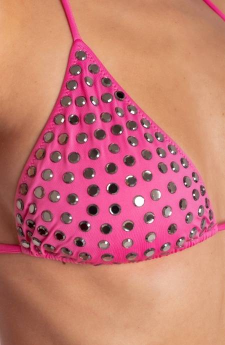 Pin Up Stars BIKINI TRIANGOLO IMBOTTITO CON CRISTALLI SPECCHIETTI Offerte