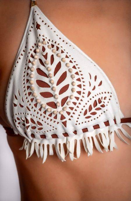 Pin Up Stars BIKINI TRIANGOLO IMBOTTITO CON LAVORAZIONE LASER E RICAMO PERLINE Saldi Di Fabbrica