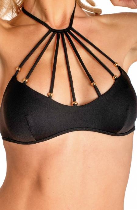 Pin Up Stars BIKINI BRASSIERE RAGGIO CON PERLE TINTA UNITA Italy