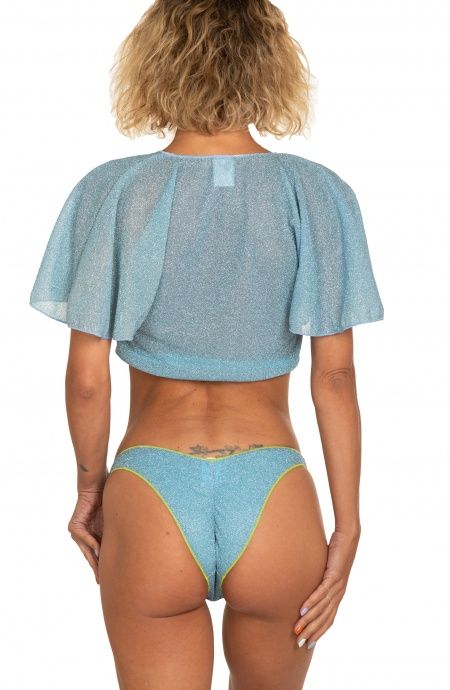 Pin Up Stars Crop Top Incrociato Tinta Unita Lurex Offerte