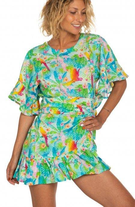 Pin Up Stars Abito Pareo In Cotone Stampa Happy Tropical Saldi Di Fabbrica