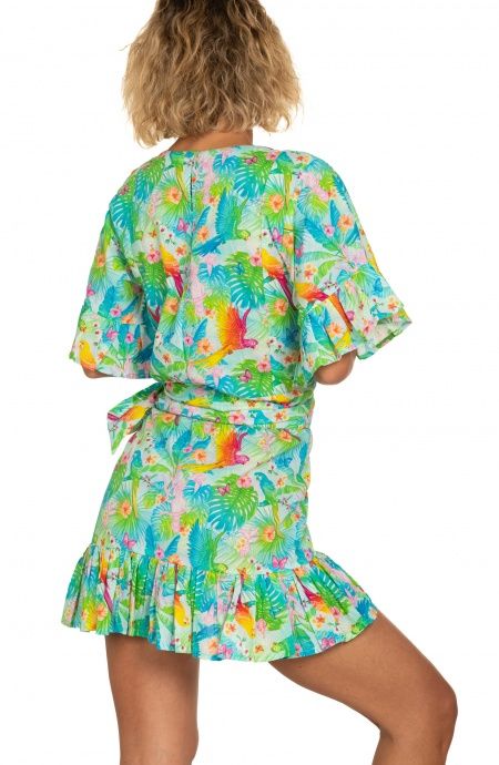 Pin Up Stars Abito Pareo In Cotone Stampa Happy Tropical Saldi Di Fabbrica