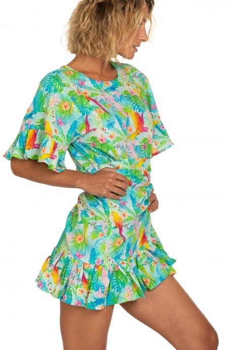 Pin Up Stars Abito Pareo In Cotone Stampa Happy Tropical Saldi Di Fabbrica