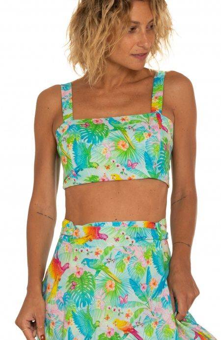 Pin Up Stars Top Con Spalline Stampa Happy Tropical I Più Venduti
