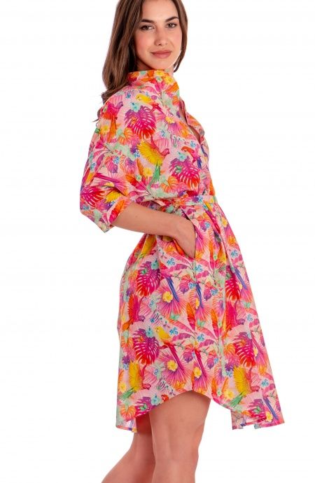 Pin Up Stars Chemisier Over In Cotone Stampa Happy Tropical Negozio