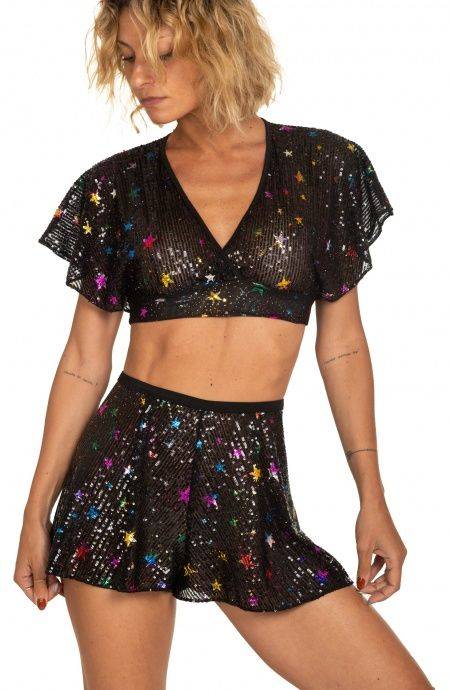 Pin Up Stars Crop Top Incrociato Stella Capricciosa Moda