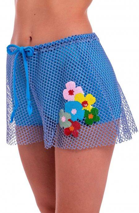 Pin Up Stars Short Rete Lurex Con Culotte Ricamo Fiori Paillettes Offerte esclusive