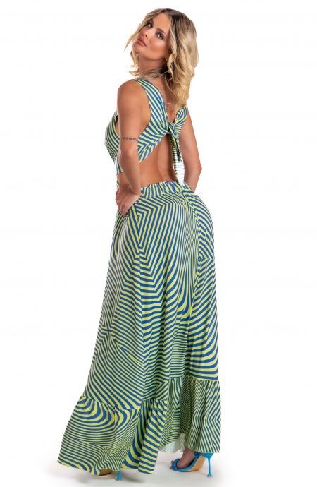 Pin Up Stars Vestito Lungo Jersey Stampa Optical Saldi Di Fabbrica