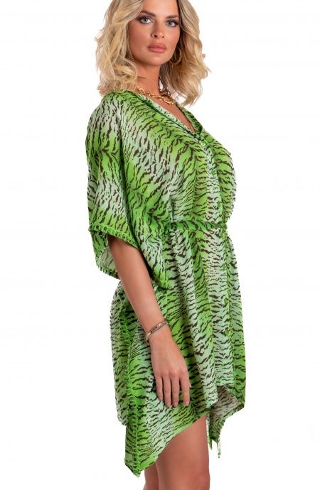 Pin Up Stars Poncho Mussola Di Viscosa Stampa Tigre In Saldo