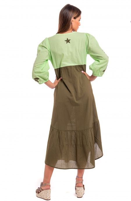 Pin Up Stars Abito Ricamato Manica Lunga Cotone Pineapple Patch 2025